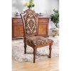 Traditional Set of 2pcs Side Chairs Brown Cherry Solid Wood Floral Design