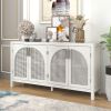 Large Storage Space Sideboard with Artificial Rattan Door (White)