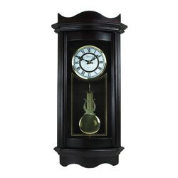 Bedford Clock Collection 25 Inch Chiming Pendulum Wall Clock in Weathered Chocolate Cherry Finish