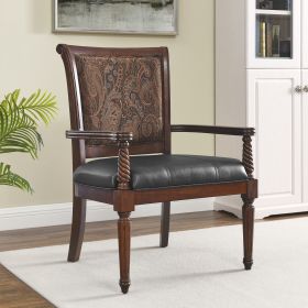 European-style Leather & Wood Dining Chair