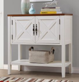 35'' Farmhouse Wood Buffet Sideboard Console Table with Bottom Shelf and 2-Door Cabinet; for Living Room