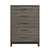 Contemporary Styling 1pc Chest of 5x Drawers with Antique Bar Pulls Two-Tone Finish Wooden Bedroom Furniture