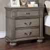 Traditional Gray Nightstand Antique Brass Handles w/ Acrylic Accent