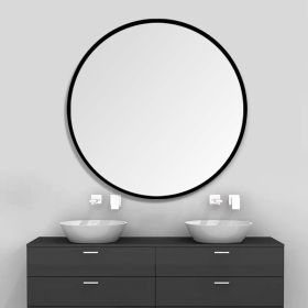 24" Wall Circle Mirror for Bathroom, Black Round Mirror for Wall,Vanity, Bedroom