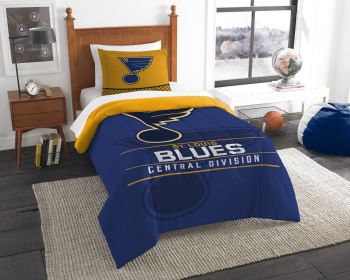 Blues OFFICIAL National Hockey League; Bedding; "Draft" Twin Printed Comforter (64"x 86") & 1 Sham (24"x 30") Set