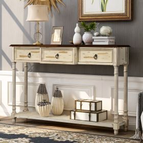 Console Table Sofa Table with Drawers (Beige)