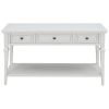 Classic Retro Style Console Table with Three Top Drawers and Open Style Bottom Shelf (Antique White)