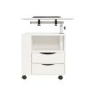 Height Adjustable Overbed End Table Wooden Nightstand with Swivel Top