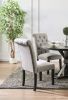 Classic Antique Black / Light Gray Set of 2 Side Dinning Chairs Button Tufted Linen