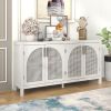 Large Storage Space Sideboard with Artificial Rattan Door (White)