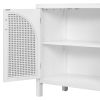 Large Storage Space Sideboard with Artificial Rattan Door (White)