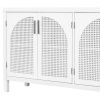 Large Storage Space Sideboard with Artificial Rattan Door (White)