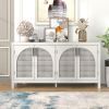 Large Storage Space Sideboard with Artificial Rattan Door (White)