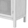 Large Storage Space Sideboard with Artificial Rattan Door and Metal Handles for Living Room and Entryway (Gray)