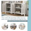 Large Storage Space Sideboard with Artificial Rattan Door (White)