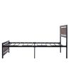 Metal and Wood Bed Frame with Headboard and Footboard ; Twin Size Platform Bed (BLACK)