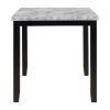 Faux Marble 5-Piece Dining Set Table with 4 Thicken Cushion, White/Beige+Black