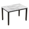 Faux Marble 5-Piece Dining Set Table with 4 Thicken Cushion, White/Beige+Black