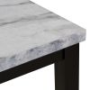 Faux Marble 5-Piece Dining Set Table with 4 Thicken Cushion, White/Beige+Black