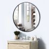 24" Wall Circle Mirror for Bathroom, Black Round Mirror for Wall,Vanity, Bedroom