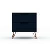 Manhattan Comfort Rockefeller 2.0 Mid-Century Modern 2-Drawer Nightstand in Midnight Blue