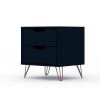 Manhattan Comfort Rockefeller 2.0 Mid-Century Modern 2-Drawer Nightstand in Midnight Blue