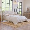 Upholstered Platform Bed with Saddle Curved Headboard and Diamond Tufted Details; Queen; Beige