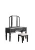 Classic Black Color Vanity Set w Stool 3- Storage Drawers