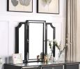 Classic Black Color Vanity Set w Stool 3- Storage Drawers