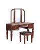 Classic Cherry Color Vanity Set w Stool 3- Storage Drawers, Tri-Fold Mirror