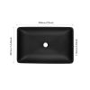 Matte Shell Glass Rectangular Vessel Bathroom Sink in Black with Faucet and Pop-Up Drain in Matte Black