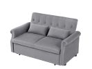 Artemax 55'' Velvet Convertible Loveseat Sleeper Sofa Couch w/ 2 Lumbar Pillows, Adjustable Pull-Out Bed and Removable Armrest