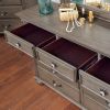 Traditional Gray Nightstand Antique Brass Handles w/ Acrylic Accent