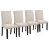 Faux Marble 5-Piece Dining Set Table with 4 Thicken Cushion, White/Beige+Black