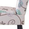 Upholstered Accent Armless Living Room Chair Set of 2 (Beige/Floral)