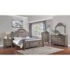 Traditional Gray Nightstand Antique Brass Handles w/ Acrylic Accent