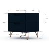 Manhattan Comfort Rockefeller 2.0 Mid-Century Modern 2-Drawer Nightstand in Midnight Blue