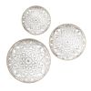 Medallion Trio Distressed White Floral 3-piece Carved Wood Wall Decor Set