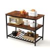 Kitchen Island with 3 Shelves,