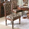 Traditional Set of 2pcs Side Chairs Brown Cherry Solid Wood Floral Design