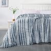 Back Printing Shaved Flannel Plush Blanket; Blue Stripe Blanket for Bed or Sofa ( Set of 2)