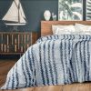 Back Printing Shaved Flannel Plush Blanket; Blue Stripe Blanket for Bed or Sofa ( Set of 2)