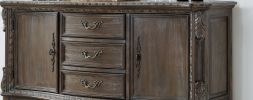 Traditional Finish Storage Side Board Antique