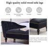 Button Tufted Velvet Chaise Lounge with Nailhead Trim, Solid Wood Legs