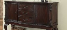 Traditional 1-Pc Rich Brown Finish Storage Side Board Antique Cabriole Legs Living Room Furniture