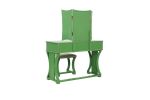 Unique Modern Bedroom Vanity Set w Stool Foldable Mirror Drawers Apple Green Color MDF Veneer 1pc Vanity Furniture