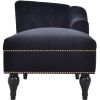 Button Tufted Velvet Chaise Lounge with Nailhead Trim, Solid Wood Legs