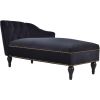 Button Tufted Velvet Chaise Lounge with Nailhead Trim, Solid Wood Legs