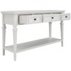 Classic Retro Style Console Table with Three Top Drawers and Open Style Bottom Shelf (Antique White)