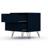 Manhattan Comfort Rockefeller 2.0 Mid-Century Modern 2-Drawer Nightstand in Midnight Blue